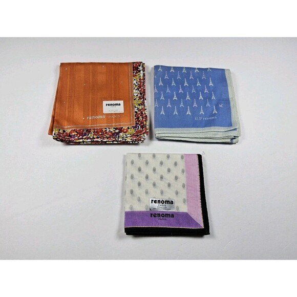 Renoma UP Lot Of 3 Handkerchief Neckerchief Bandana Scarf - Picture 1 of 6